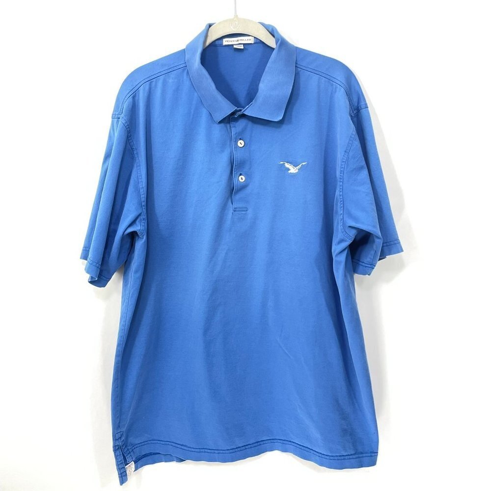 Peter Millar Mens Golf Polo Shirt Extra Large Blue XL Cotton